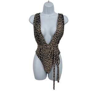 Cheetah Print Women’s Padded Multi Way Monokini One Piece Swimsuit Size Medium M